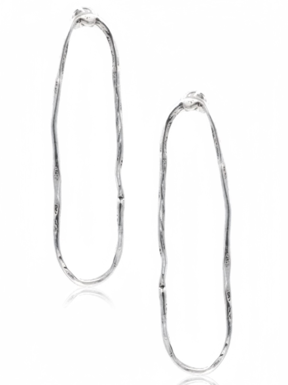 Womens Silver Long Oval‎ Lightweight Post Earrings